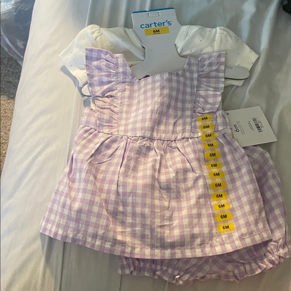 Carter's Lavender Gingham Dress Set with White Top - Picture 1 of 3
